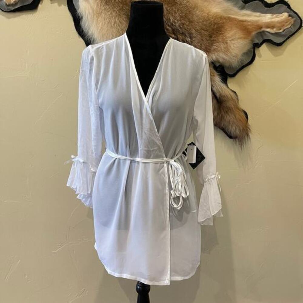 Seductivewear by Cinema Etoile Small Robe White Sheer Chiffon Ethereal Bride